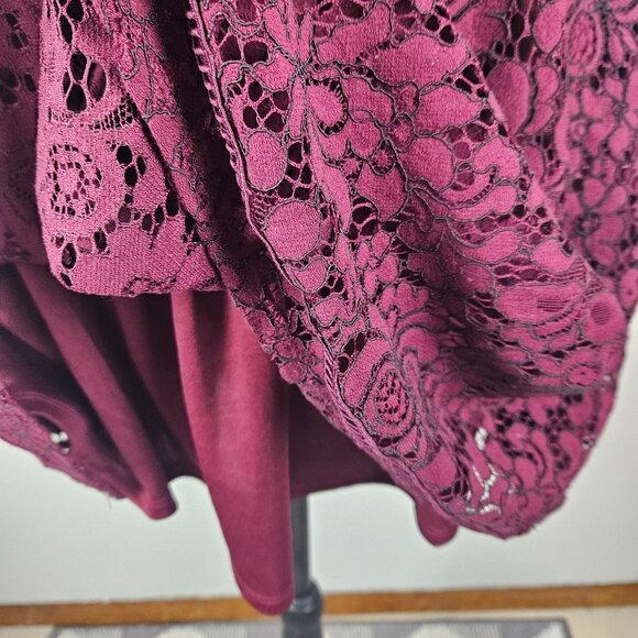 Altard' State Womens Burgundy Lace Fit & Flare Dress Circle Neck Size Sm Formal - Picture 13 of 14